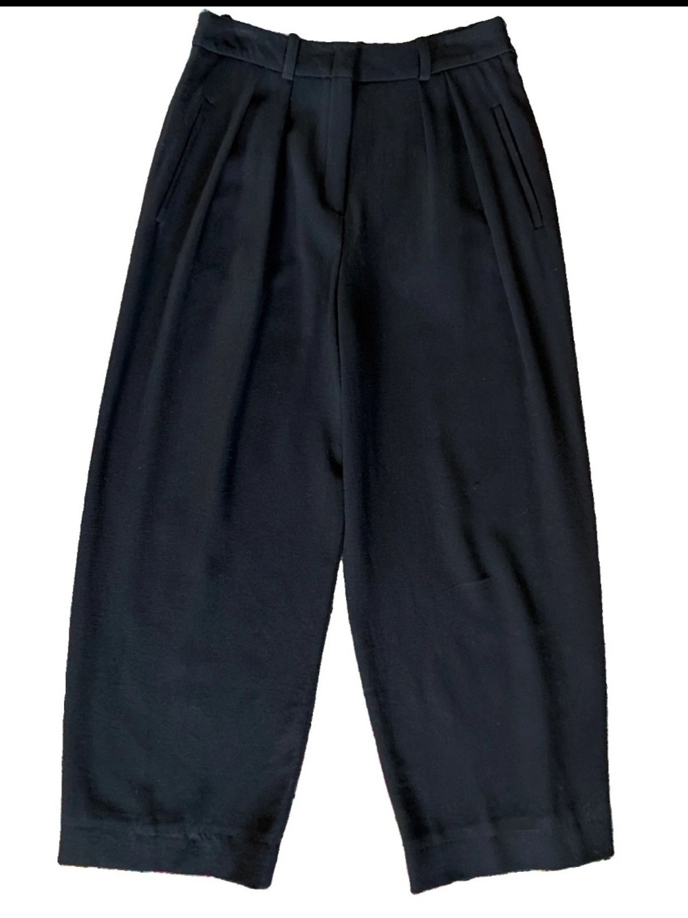 Sonia Rykiel Paris Wool Wide Leg Pants Black High Waist Crop Size 40/27” Waist
